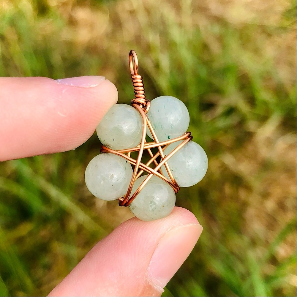 Green Aventurine Star Pendant || 100% Copper